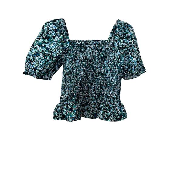 J. Crew Tops - j. Crew Blue Floral Crop Top Sz XS